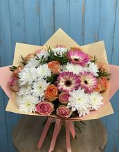 Букет цветов из:  Розы, Герберы и Хризантемы в Ченцово