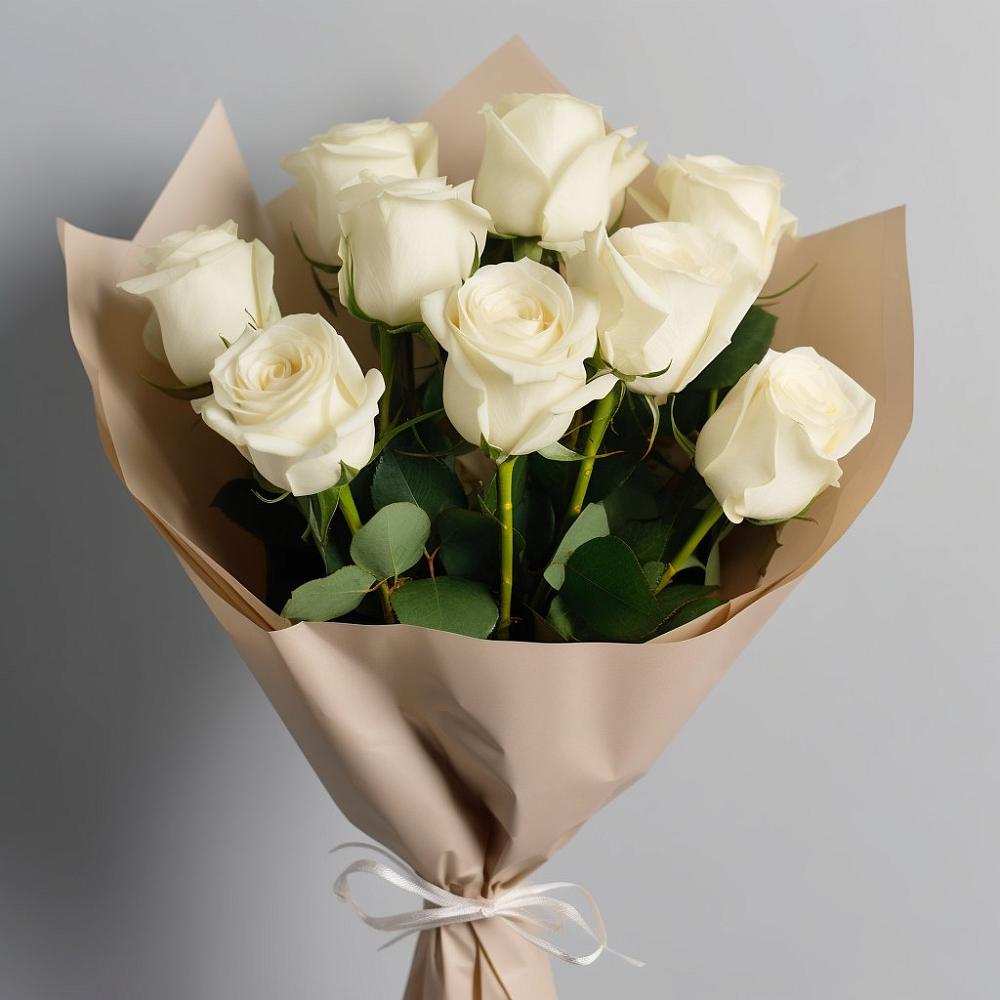 Букет 9 Белых роз Эдлесс Лав в Ченцово