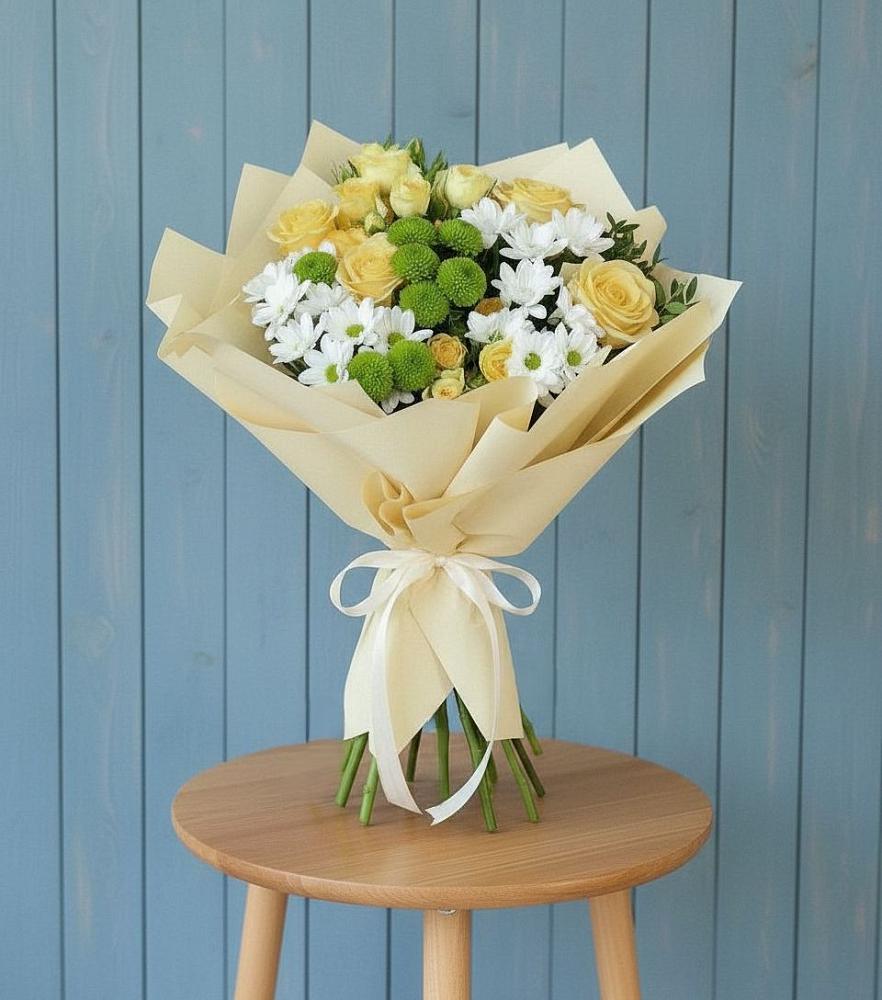 Букет цветов из: Хризантемы и Розы в Ченцово