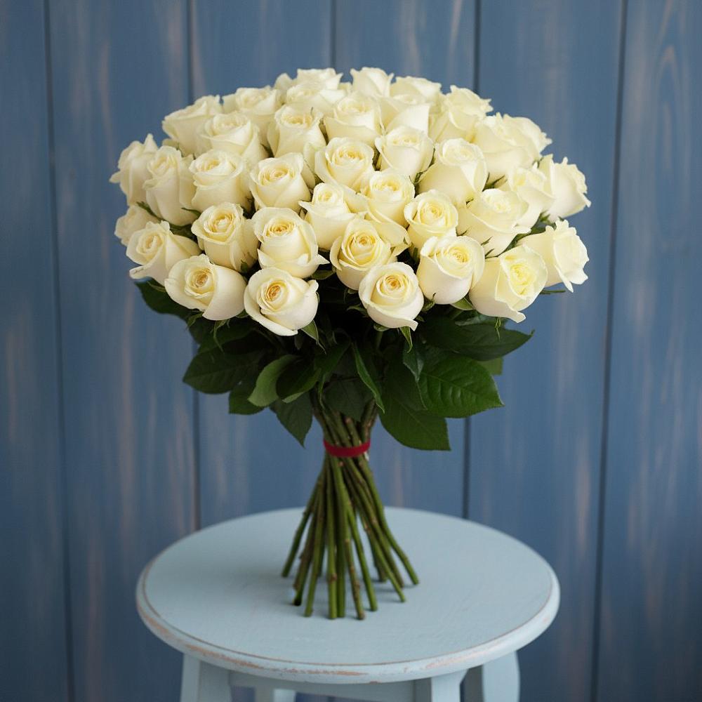 Букет 51 Белая роза Эдлесс Лав в Ченцово