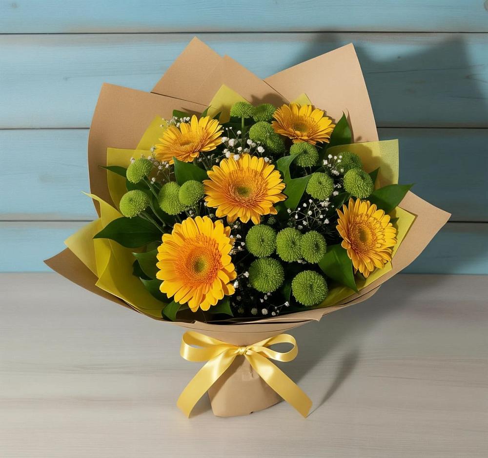 Букет цветов из: Герберы и Хризантемы в Ченцово