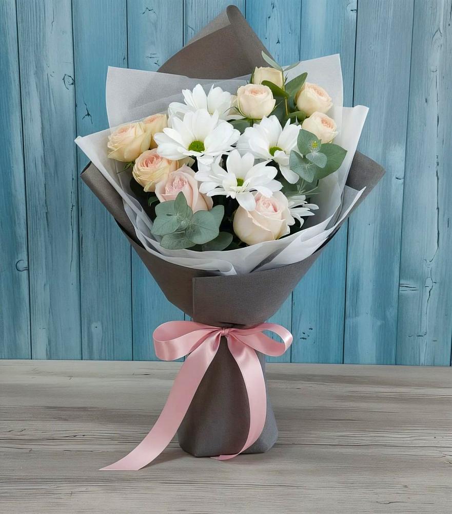 Букет цветов из: Хризантемы и Розы в Ченцово