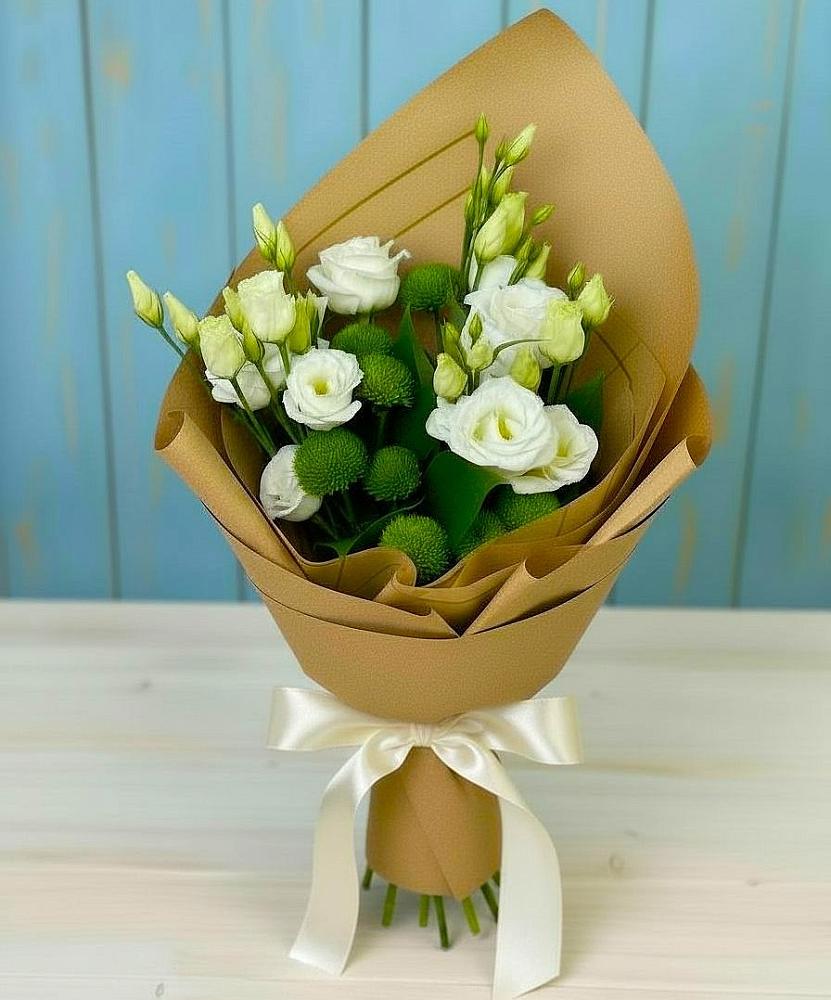 Букет цветов из: Хризантемы и Лизиантусы в Ченцово