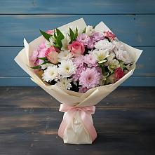 Букет цветов из:  Хризантемы, Альстромерии и Розы в Ченцово