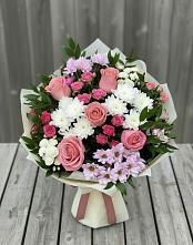 Букет цветов из:  Альстромерии, Гвоздики, Розы и Хризантемы в Ченцово