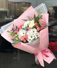 Букет цветов из:  Розы, Лизиантусы и Хризантемы в Ченцово