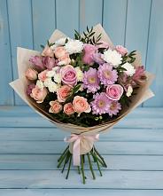 Букет цветов из:  Хризантемы, Розы и Альстромерии #REPLACE_PRED# Ченцово