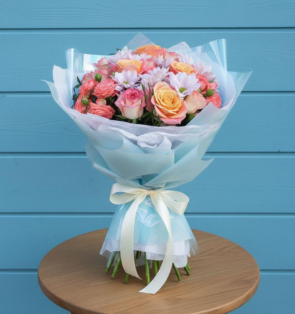 Букет цветов из: Хризантемы и Розы в Ченцово