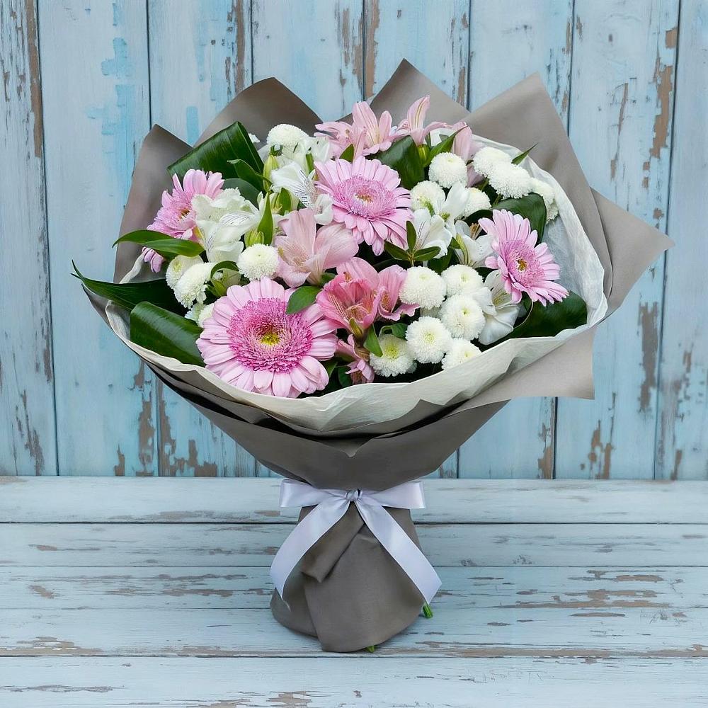 Букет цветов из: Герберы, Альстромерии и Хризантемы в Ченцово