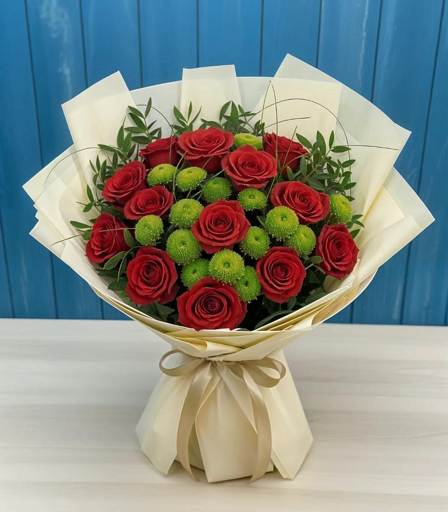 Букет цветов из: Розы и Хризантемы в Ченцово