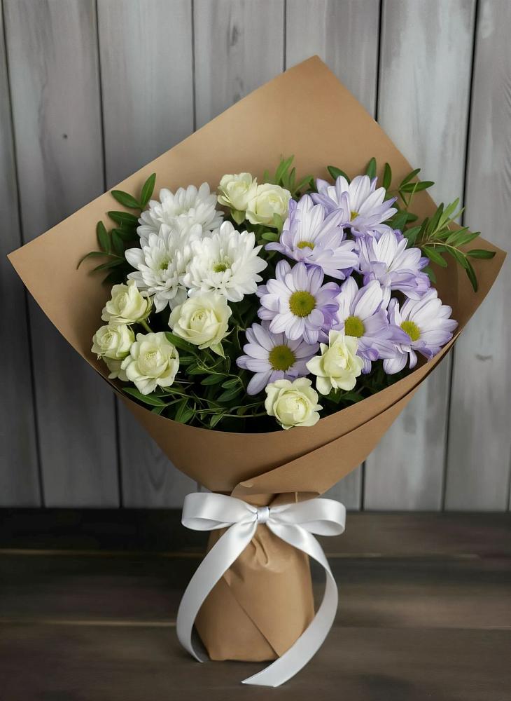 Букет цветов из: Хризантемы и Розы в Ченцово